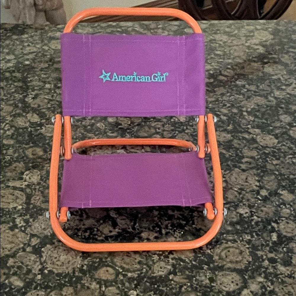 New American Girl Purple and Orange Doll Fold Up Chair